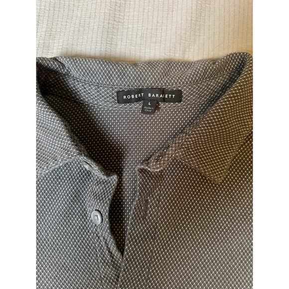 Robert Barakett Men’s Short Sleeve Button Up Shirt Gray Textured Size Large - Picture 3 of 9